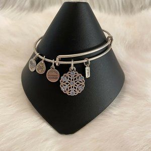 ALex and Ani Snowflake Bangle Bracelet‎ Blue Rhinestone Embellished Winter 6040